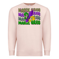 Pale Pink mardi gras with fleur de lis Premium Sweatshirt - LillyAllenDesigns