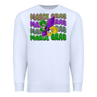 White mardi gras with fleur de lis Premium Sweatshirt - LillyAllenDesigns