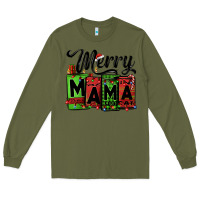 Army Green merry mama Christmas Long Sleeve Tee - Jasminsmagicworld