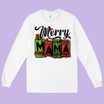Merry Mama Christmas Long Sleeve Tee Designed By Jasminsmagicworld