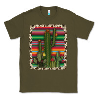 Army Green serape cowhide cacti Classic Tee - RanaPortraitStore