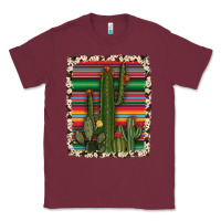 Burgundy serape cowhide cacti Classic Tee - RanaPortraitStore