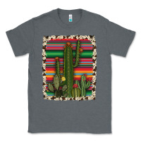 Charcoal Heather serape cowhide cacti Classic Tee - RanaPortraitStore