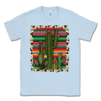 Dusty Blue serape cowhide cacti Classic Tee - RanaPortraitStore