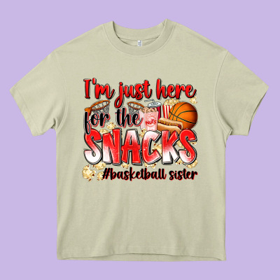Im Just Here For The Snacks Basketball Sister Heavy Core Tee Designed By Zillion Design Studio