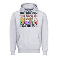 Heather Grey good morning world your little ray of sarcastic Zipper Hoodie - MaliasSmallBusiness