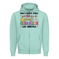 Seafoam good morning world your little ray of sarcastic Zipper Hoodie - MaliasSmallBusiness
