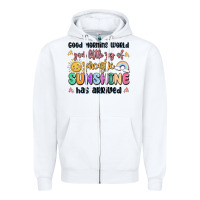 White good morning world your little ray of sarcastic Zipper Hoodie - MaliasSmallBusiness
