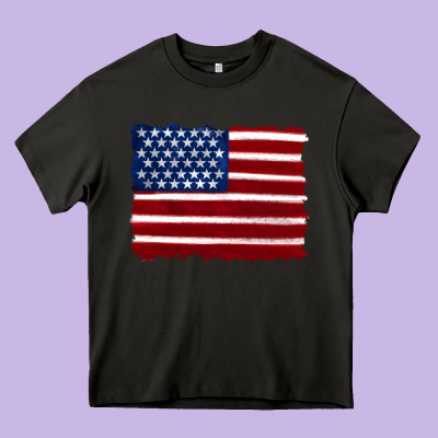 American Flag Heavy Core Tee Designed By Artiststas