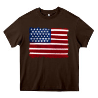 Chocolate Brown american flag Heavy Core Tee - Artiststas