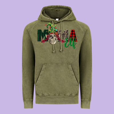 Mama Elf Skull Vintage Hoodie Designed By Fadigitalartstudio