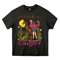 Asphalt shoulda been a cowgirl bucking horse Heavy Core Tee - texasbilliewilder