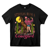Black shoulda been a cowgirl bucking horse Heavy Core Tee - texasbilliewilder