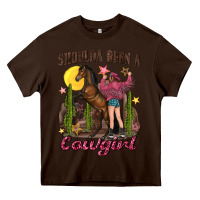 Chocolate Brown shoulda been a cowgirl bucking horse Heavy Core Tee - texasbilliewilder