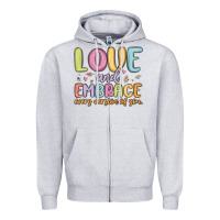 Heather Grey love and embrace every version of you Zipper Hoodie - MaliasSmallBusiness