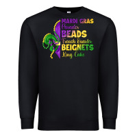 Black mardi gras parades beads french quarter beignets k Premium Sweatshirt - LillyAllenDesigns
