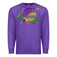 Purple mardi gras parades beads french quarter beignets k Premium Sweatshirt - LillyAllenDesigns