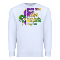 White mardi gras parades beads french quarter beignets k Premium Sweatshirt - LillyAllenDesigns