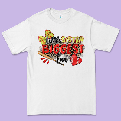 Little Sister Biggest Fan Softball Premium Tee Designed By Zillion Design Studio