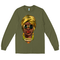 Army Green african woman Long Sleeve Tee - NancyCooperArtShop