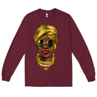 Burgundy african woman Long Sleeve Tee - NancyCooperArtShop