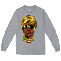 Heather Grey african woman Long Sleeve Tee - NancyCooperArtShop