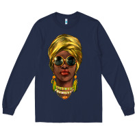 Navy african woman Long Sleeve Tee - NancyCooperArtShop