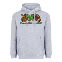 Heather Grey peace love football Heavyweight Hoodie - BundleAndBundleShop