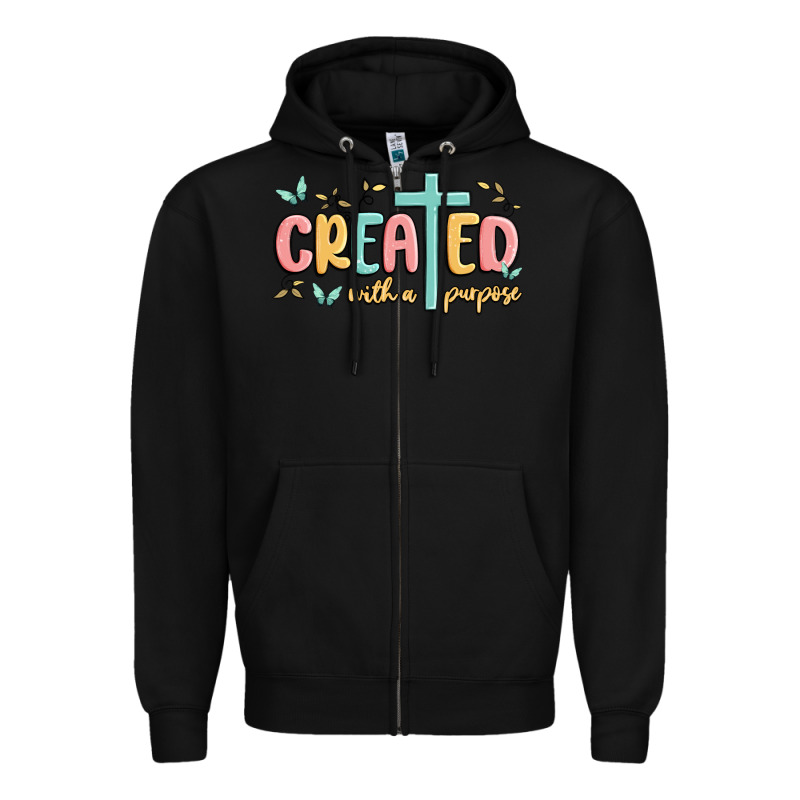 Created With A Purpose Zipper Hoodie by MaliasSmallBusiness | Teevron
