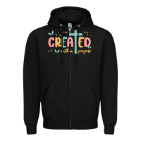 Black created with a purpose Zipper Hoodie - MaliasSmallBusiness