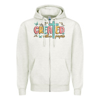 Oatmeal Heather created with a purpose Zipper Hoodie - MaliasSmallBusiness