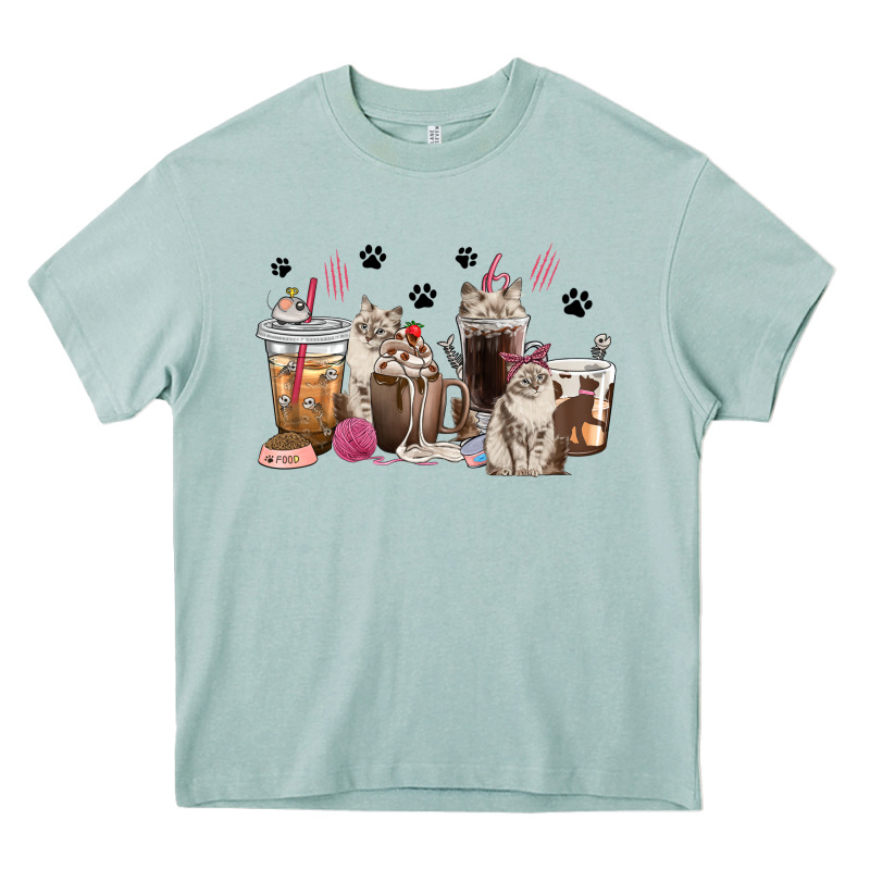 Siberian Cat Coffee Cups Heavy Core Tee by texasbilliewilder | Teevron