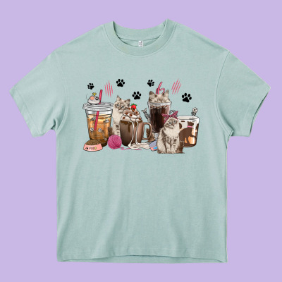 Siberian Cat Coffee Cups Heavy Core Tee Designed By Texasbilliewilder