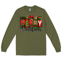 Army Green merry christmas license plate letters Long Sleeve Tee - Jasminsmagicworld