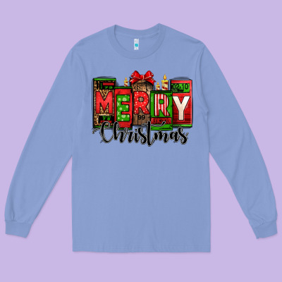Merry Christmas License Plate Letters Long Sleeve Tee Designed By Jasminsmagicworld