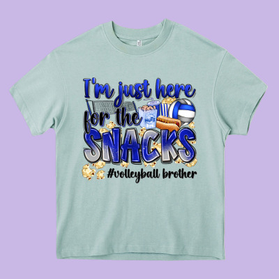 Im Just Here For The Snacks Volleyball Brother Heavy Core Tee Designed By Zillion Design Studio