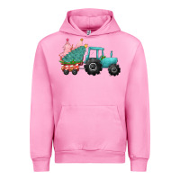 Fuchsia Pink Christmas tree tractor Urban Hoodie - CowGirlArtShop