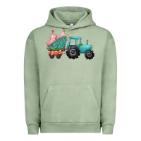 Pigment Oil Green Christmas tree tractor Urban Hoodie - CowGirlArtShop