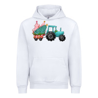 White Christmas tree tractor Urban Hoodie - CowGirlArtShop