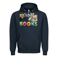 Navy read more books Zipper Hoodie - MaliasSmallBusiness
