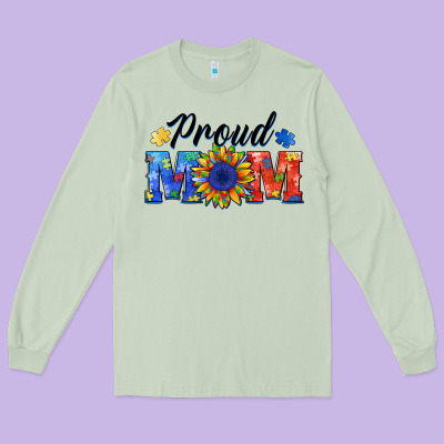 Proud Mom Autism Long Sleeve Tee Designed By Barkaloodesign
