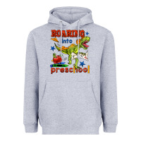 Heather Grey roaring into preschool Heavyweight Hoodie - BundleAndBundleShop