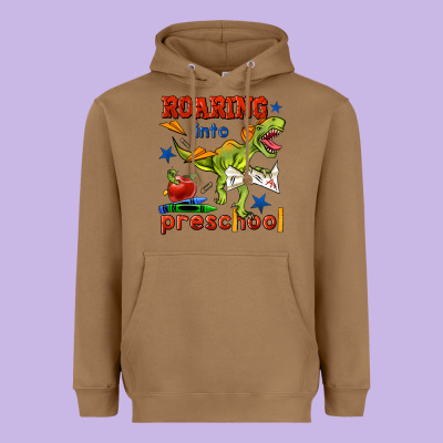 Roaring Into Preschool Heavyweight Hoodie Designed By Bundleandbundleshop