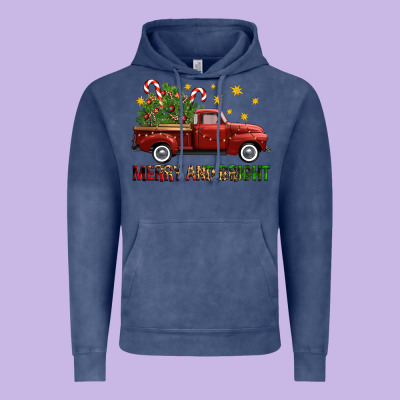 Merry And Bright Christmas Trees Truck Vintage Hoodie Designed By Fadigitalartstudio