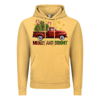 Vintage Mustard Merry And Bright Christmas Trees Truck Vintage Hoodie - FaDigitalArtStudio