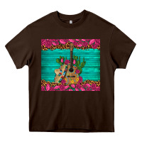 Chocolate Brown mexican guitar roses cactus sombrero Heavy Core Tee - Artiststas
