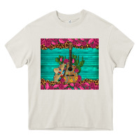 Cream mexican guitar roses cactus sombrero Heavy Core Tee - Artiststas