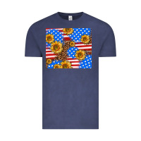 Vintage Denim basic sunflower and leopard Vintage Tee - AdoDesignShop