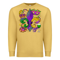 Antique Gold mardi gras fleur de lis Premium Sweatshirt - LillyAllenDesigns