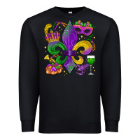 Black mardi gras fleur de lis Premium Sweatshirt - LillyAllenDesigns